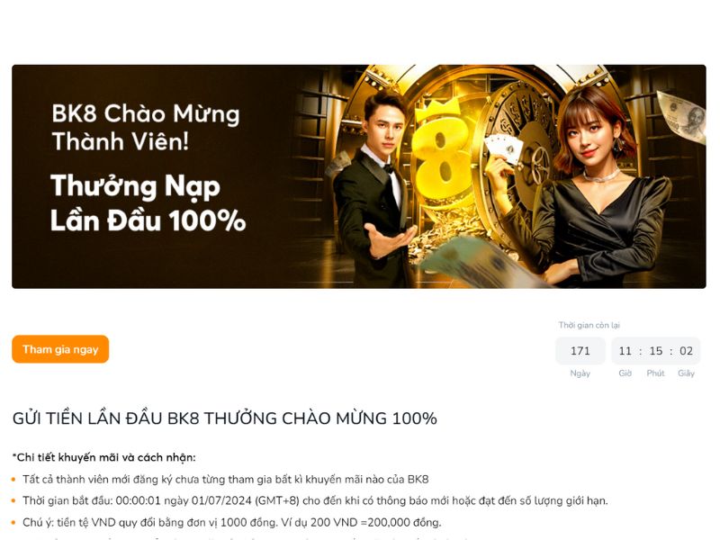 Thông tin về ưu đãi nạp tiền tặng thưởng 100%